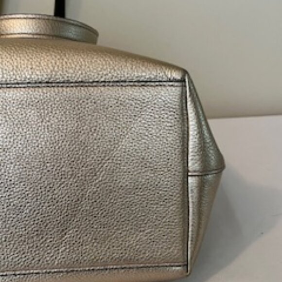 COACH TAYLOR GOLD METALLIC LEATHER TOTE - Picture 8 of 9